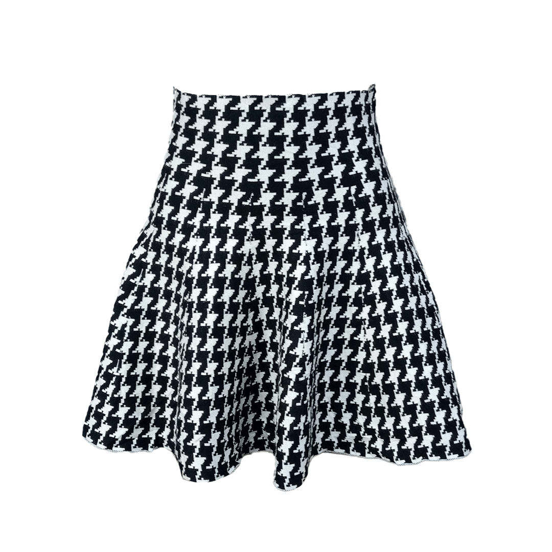 Women Herringbone Print Mini Skirt
