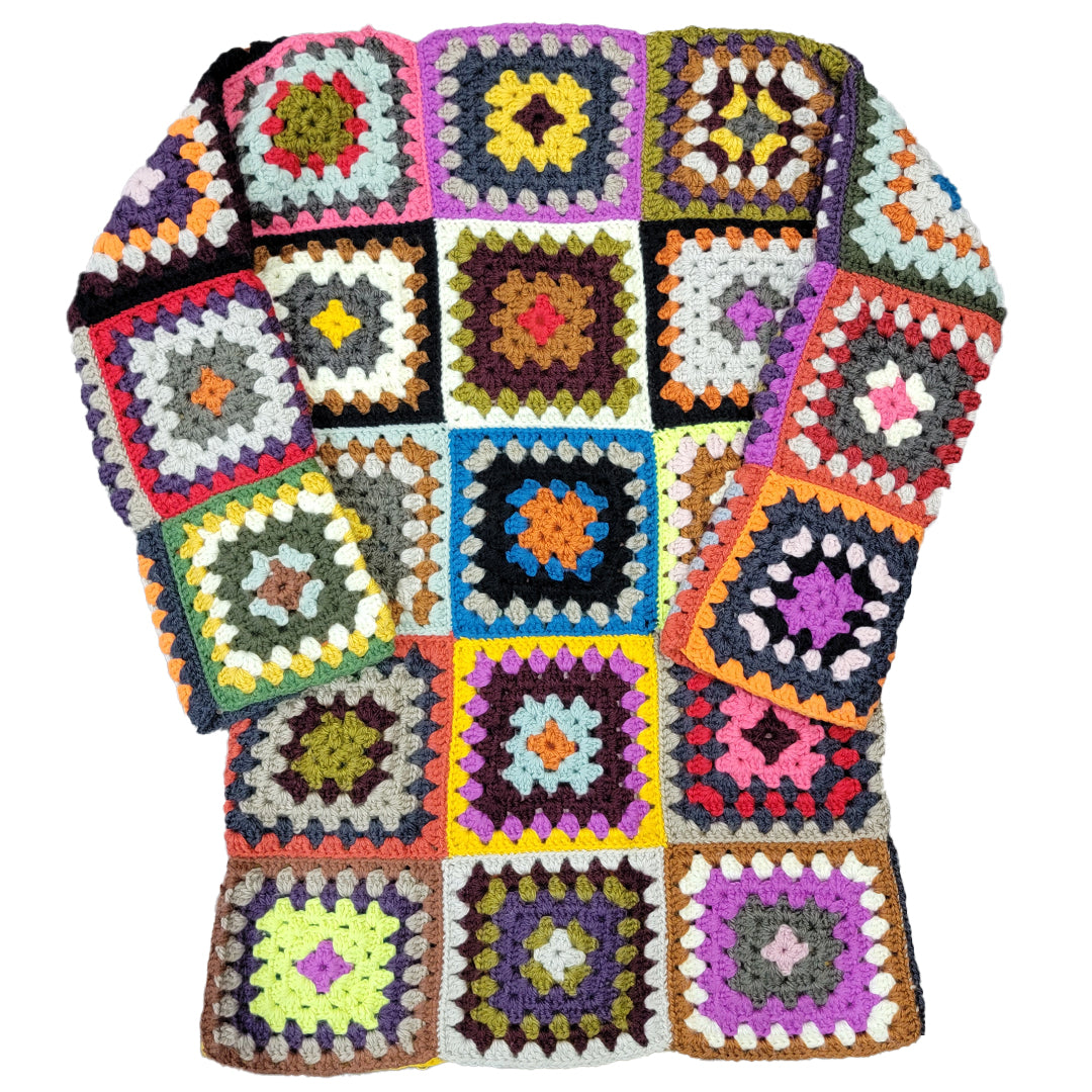 Granny Square Crochet Long Sleeve Vintage Sweater