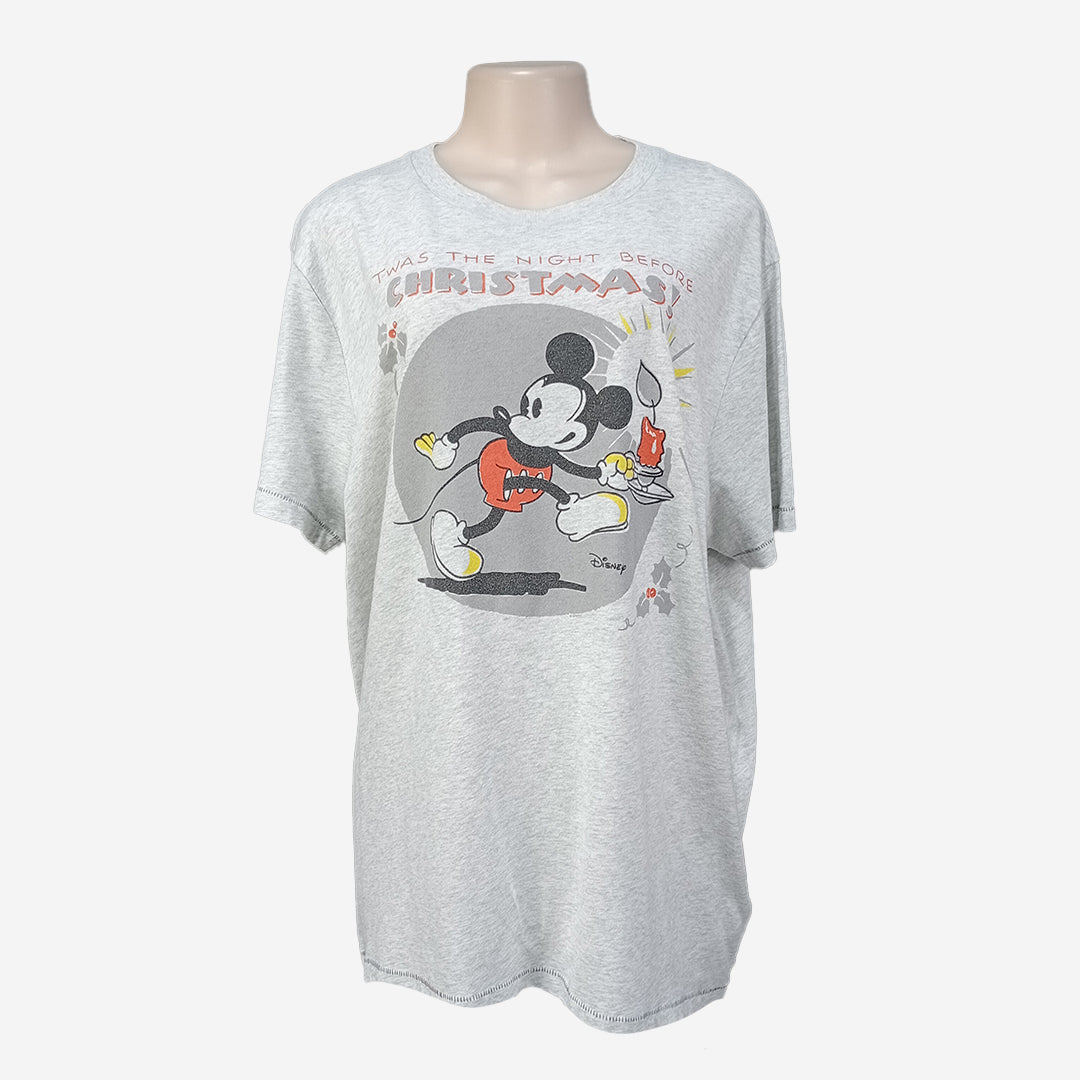 Women Mickey Mouse Twas The Night Before Christmas Single Stitch Tee