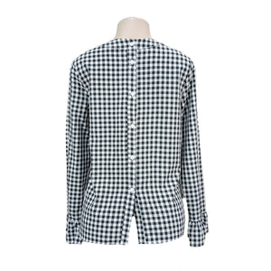 Women Shein Button Detail Curved Gingham Top